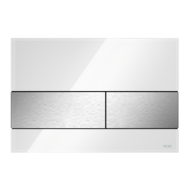 Tece square Betätigungsplatte Zweimengen, Glas weiß glzd., Tasten Edelst. geb. AFP, 9240801 9240801 Image