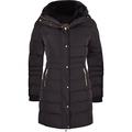 Spindle Women’s Designer Winter Lined Parka Quilted Coat Fur Collar Hooded Long Ladies Womens Jacket UK 18 / XXL Black Gold