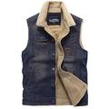 Mr.Stream Men's Retro Button-Down Lapel Cowboy Gilet Thicken Cotton Waistcoat Fishing Sherpa Fleece Lined Denim Outerwear Waistcoat for Men 4XL Dark Blue