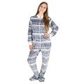 Kajamaz Silver Christmas Adult Footed Pyjamas, All in One Fleece Pyjamas, Onesie for Adults, Unisex Fleece Onesie with Reindeer, Christmas Trees, Snowflakes (M)