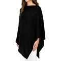 Mimi & Thomas Black 100% Pure Cashmere Button Poncho Multiways Shawl Scarf Snood Travel Wrap