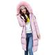 HOMEBABY Women Warm Down Lammy Jacket Ladies Thick Parka Overcoat Winter Windbreaker Outwear Casual Long Hoodies Coat Hooded Pocket Long Cotton Coat Elegant Cardigans (UK:12-14, Pink)