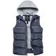 Wantdo Men's Winter Body Warmer Gilets Warm Cotton Vest Outdoor Windproof Gilets Hooded Sleeveless Vest Grey XL