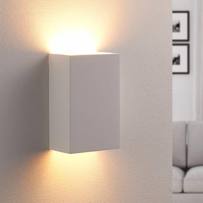 Lindby Wandleuchte Colja, eckig, Höhe 16 cm, Gips, weiß Image