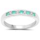 The Diamond Ring Collection: Sterling 3mm slim width Emerald & Diamond Channel set Eternity Ring (Size O)
