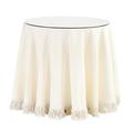Essential Skirted Side Table - Fringed Off White Twill, 30" x 24" - Ballard Designs Fringed Off White Twill 30" x 24" - Ballard Designs