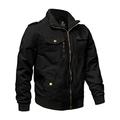 Wantdo Men's Military Jacket Outdoor Windbreaker Jacket Autumn Casual Cotton Coat Classic Full-Zip Jackets Black S