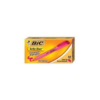 Bic America Brite Liner Highlighter - Pink, 12 Pk