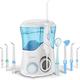 Water Tooth Flosser with 8 Multifunctional Tips, Apiker Oral Irrigator Family Dental Water Jet Flosser for Teeth Braces, 10 Pressure Setting and 600ml Water Tank (White)