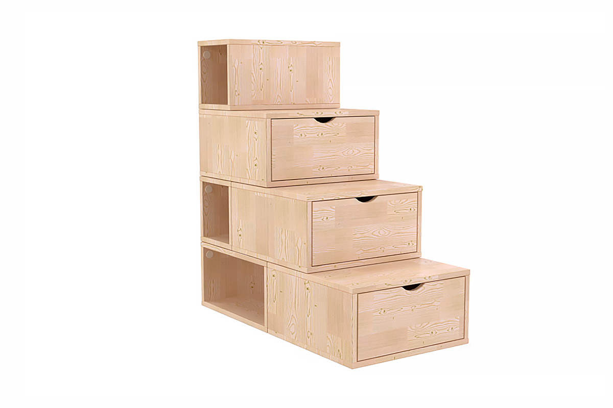 Escalier cube de rangement hauteur 100 cm - Vernis Naturel