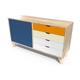 Buffet scandinave bois bleu orange ivoire blanc Viking Bleu pétrole, Orange, Ivoire, Blanc