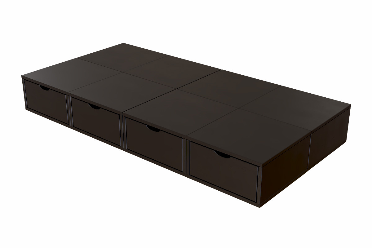 Lit 1 place avec rangement 90x200 Cube - Noir