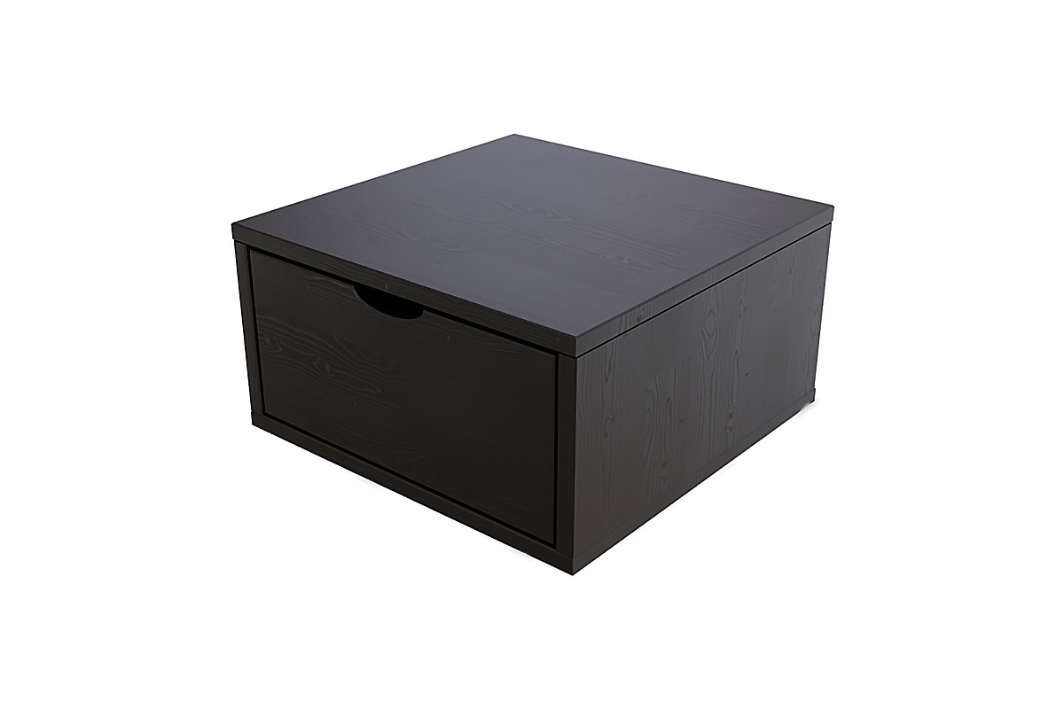 Cube de rangement bois 50x50 cm + tiroir - Noir