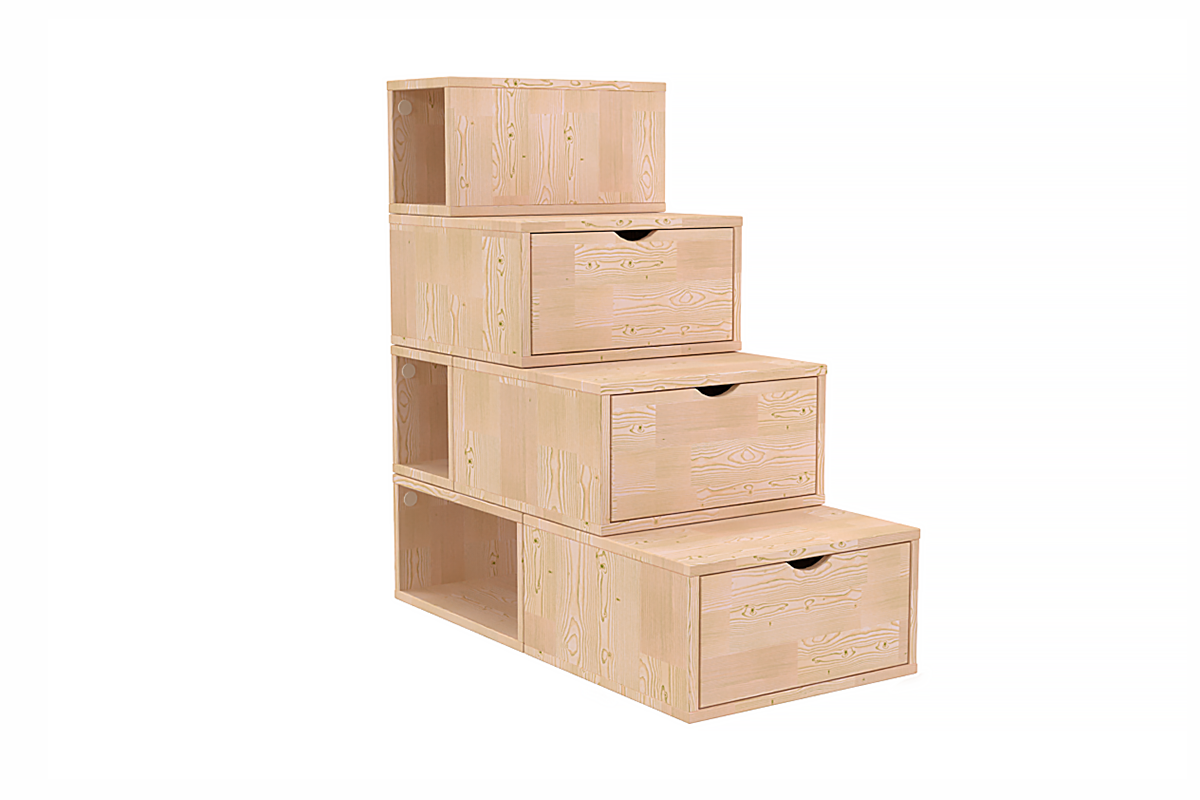 Escalier cube de rangement hauteur 100 cm - Brut (sans vernis)
