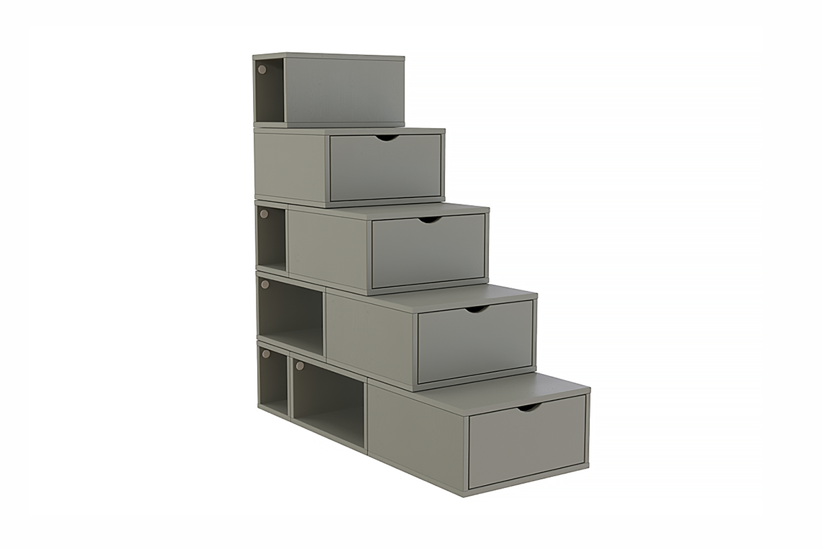 Escalier cube de rangement hauteur 125 cm - Gris