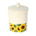 White Sunflower Design Ceramic Compost Caddy - Ashmore Flower Kitchen Ceramic Compost Bin for Food Waste Recycling