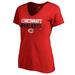 Women's Fanatics Branded Red Cincinnati Reds Fade Out V-Neck T-Shirt