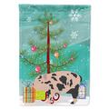 Carolines Treasures BB9302CHF Mini Miniature Pig Christmas Flag Canvas House Size Large multicolor