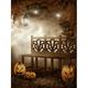 HelloDecor 5x7ft Halloween Photography Chandelier Bat Wood Chair for Background Photography