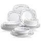 VEWEET 'Serena' 24-Piece Dinner Set Ivory White Irregular Patterns Dinner Set Porcelain Tableware Set with Bowls Dessert Plates Soup Plates Dinner Plates Service for 6