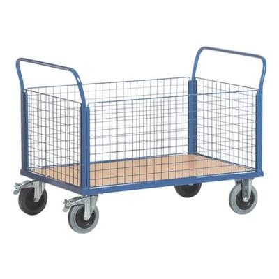 Gitter-Vierwandwagen 120x77 cm Holz-Ladefläche blau, ROLLCART, 137x99x80 cm