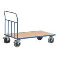 Rohr-Stirnwandwagen 120x80 cm Holz-Ladefläche blau, ROLLCART, 132x99x80 cm