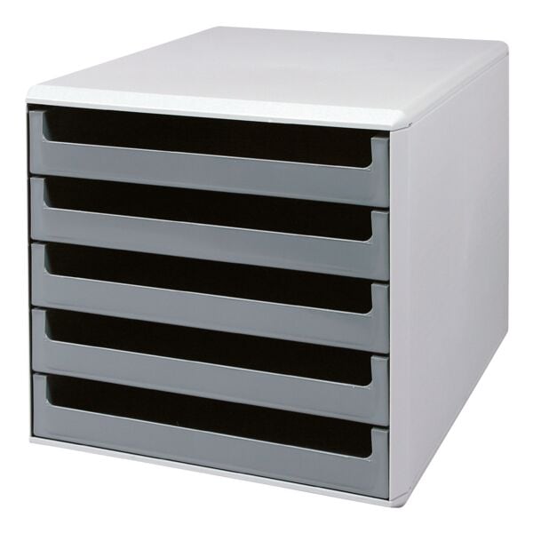 M und M Schubladenbox mit lichtgrauer Hülle grau, 28.4x26x35.9 cm