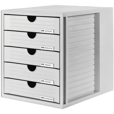HAN Schubladenbox »SYSTEMBOX« mit 5 Schubladen geschlossen grau, 23.8x30.5x4.5 cm