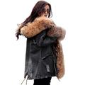 Roiii Women Winter Warm Thick Faux Fur Coat Hood Parka Long Jacket Size 8-18 (10, Grey Black)