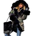 Roiii Womens Winter Camouflage Thick Gray Fur Parka Long Hooded Jacket Coat 8-20 (20, Black Army)