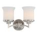 Nuvo Lighting 64102 - 2 Light Brushed Nickel White Satin Glass Shades Vanity Light Fixture (Harmony - 2 Light Vanity Fixture w/ Satin White Glass)