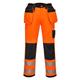 Portwest T501 Mens PW3 Hi Vis Work Trousers - Holster Pocket Workwear Safety Construction Trousers Orange/Black, 30
