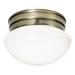 Nuvo Lighting 77921 - 1 Light 8" Round Antique Brass White Mushroom Glass Shade Ceiling Light Fixture (1 Light - 8" - Flush Mount - Small White Mushroom)