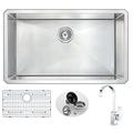ANZZI Vanguard 32.75" L x 19" W Single Bowl Undermount Kitchen Sink w/ Faucet Stainless Steel in Gray | 10 H x 32.75 W x 19 D in | Wayfair