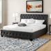 Charlton Home® Richardson Tufted Upholstered Low Profile Standard Bed Metal in Gray | 47.25 H x 81.5 W x 91.75 D in | Wayfair