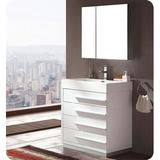 Latitude Run® Lidia 30" Single Sink Modern Bathroom Vanity w/ Medicine Cabinet Wood/Plastic in White | 33.5 H x 29.38 W x 18.75 D in | Wayfair