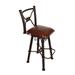 Fleur De Lis Living Chaucer Swivel 30" Bar Stool Upholstered/Leather/Metal/Genuine Leather in Brown | 42 H x 20 W x 20 D in | Wayfair