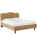Willa Arlo™ Interiors Pires Tufted Low Profile Platform Bed Upholstered/Metal in Brown | 41 H x 74 W x 87 D in | Wayfair