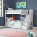 Viv + Rae™ Blaisdell Twin Over Twin Solid Wood Staircase Bunk Bed w/ Under Bed Storage Drawers Wood in White | 68.13 H x 44.25 W x 103 D in | Wayfair