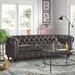 Canora Grey Sirvon 95" Genuine Leather Rolled Arm Chesterfield Sofa Genuine Leather in Brown | 32 H x 95 W x 43 D in | Wayfair