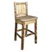 Loon Peak® Glacier Country Collection 24" Bar Stool Wood/Upholstered/Leather in Brown | 38 H x 19 W x 20 D in | Wayfair LOPK8950 44251102