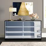 Orren Ellis Venice 6 Drawer Double Dresser Wood in Black/Brown | 31.61 H x 59.06 W x 16.61 D in | Wayfair ORNE2311 41569473