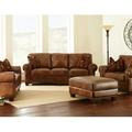 Wildon Home® Gerania 68" Genuine Leather Rolled Arm Loveseat Genuine Leather in Brown | 38 H x 68 W x 41 D in | Wayfair
