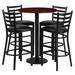 Red Barrel Studio® Aniket 30" Round Laminate Table Set w/ Round Base & 4 Ladder Back Metal Barstools Plastic/Acrylic/Metal in Black/Brown | Wayfair