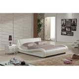 George Oliver Partone Platform Bed Upholstered/Faux leather in White | 28 H x 86 W x 94 D in | Wayfair WLGN8377 37934445
