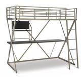 Modoc Twin Metal Four Poster Loft Bed w/ Bookcase by Isabelle & Max™ kids Metal in Gray | 72.5 H x 77.63 W x 56 D in | Wayfair ZMIE6368 44362911