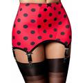 Nancies Lingerie 6 Strap 'Ladybird Girdle' Vintage Style Shapewear (NDLBG) (XS, Red with Black Spots)