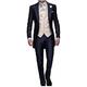 Men's Navy Blue Groom Tuxedos 3 PC Tailcoat Notch Lapel Wedding Suits Men Suit Navy 48 Chest / 42 Waist