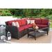 Bayou Breeze Keyser 5 Piece Rattan Sunbrella Sectional Seating Group w/ Cushions Synthetic Wicker/All - Weather Wicker/Wicker/Rattan in Red | Outdoor Furniture | Wayfair