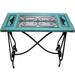 Fleur De Lis Living Mcclaine Dining Table Wood/Metal in Blue/Brown | 30 H x 42 W x 14 D in | Outdoor Dining | Wayfair BGRS1640 42004471
